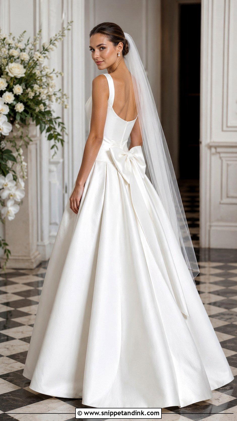 Basque Waist Bow Wedding Dress - Snippet and Ink - 25 Basque Wedding Dresses