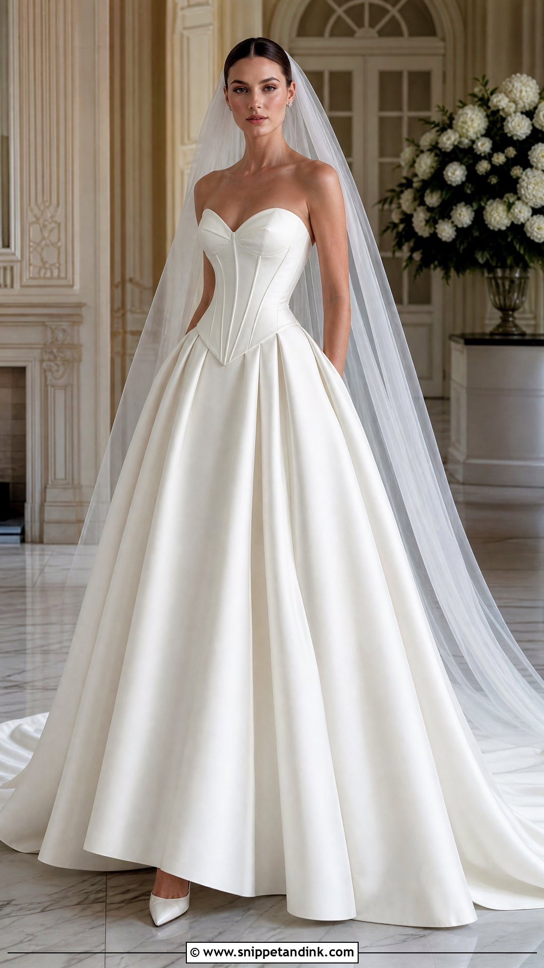 Basque Waist Bridal Corset Top With Full Skirt - Snippet and Ink - 20 Bridal Corset Top Ideas