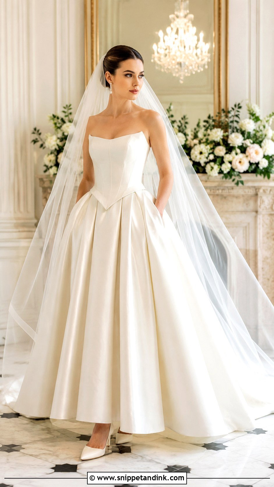Basque Waist Bridal Top With Full Skirt - Snippet and Ink - 20 Bridal Tops Ideas