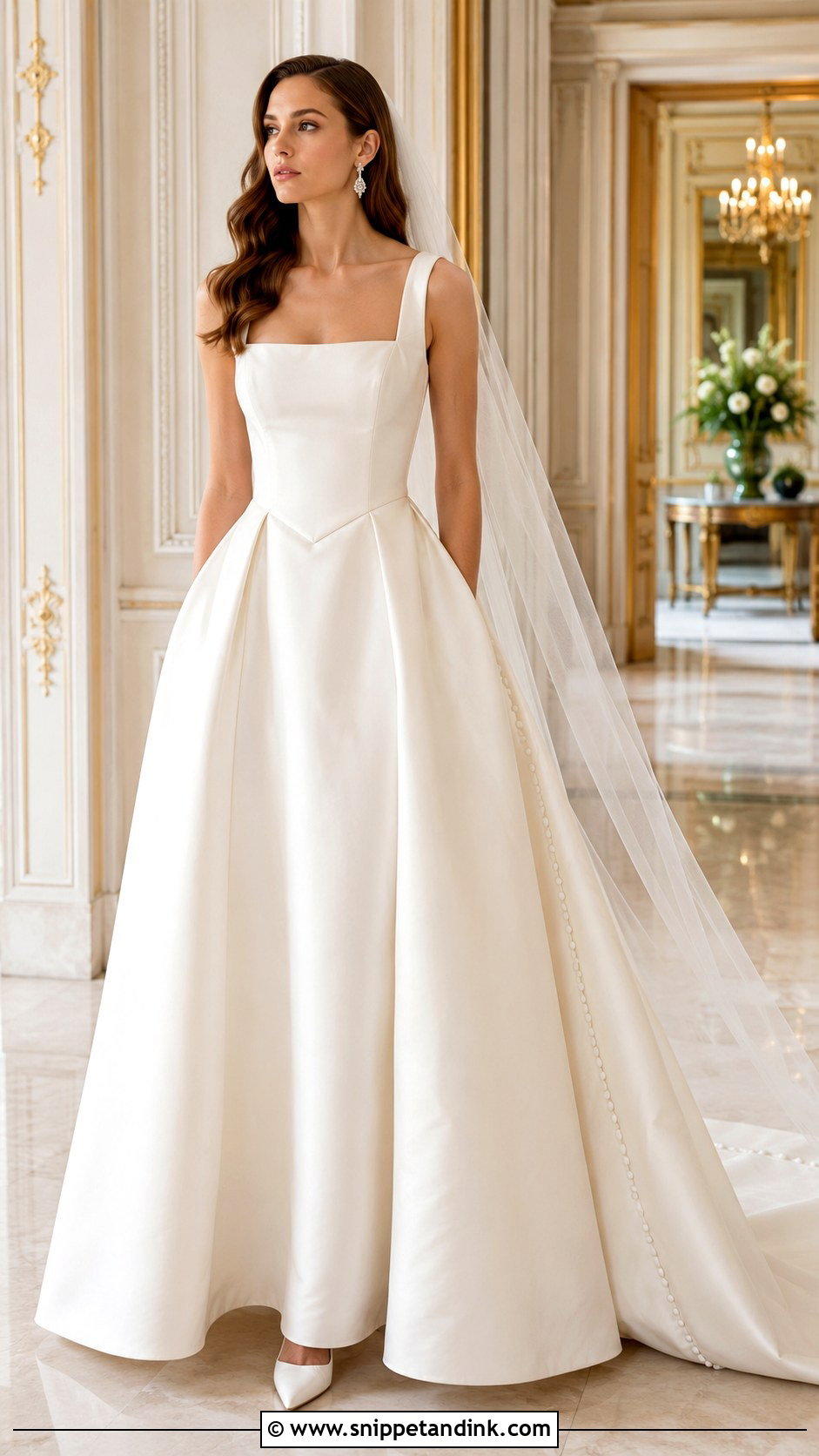 Basque Waist Button Back Wedding Dress - Snippet and Ink - 20 Button Back Wedding Dress Ideas