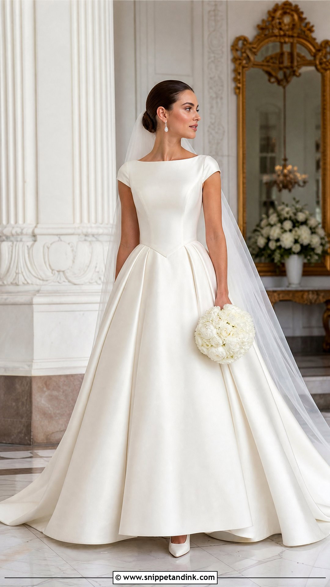 Basque Waist Cap Sleeve Wedding Dress - Snippet and Ink - 20 Wedding Dresses Cap Sleeves