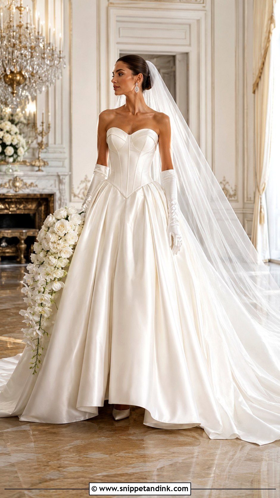 Basque Waist Cathedral Train Wedding Dress - Snippet and Ink - 20 Cathedral Train Wedding Dress Ideas
