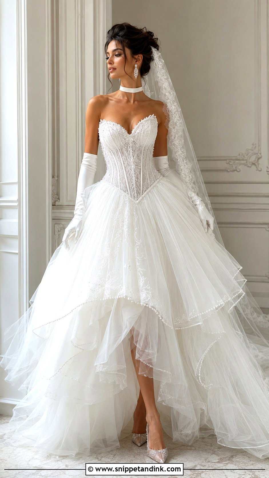 Basque Waist Corset Wedding Dress - Snippet and Ink - 20 Maximalist Wedding Dress Ideas