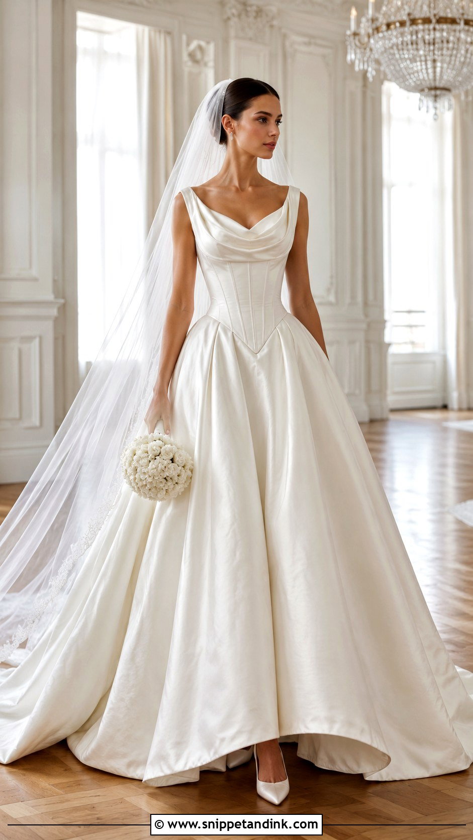Basque Waist Corseted Wedding Dress - Snippet and Ink - 20 Corseted Wedding Dress Ideas