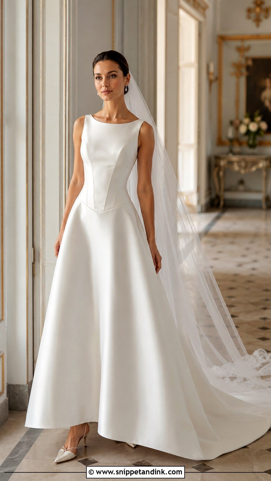 Basque Waist Court Train Wedding Dress - Snippet and Ink - 20 Court Train Wedding Dress Ideas