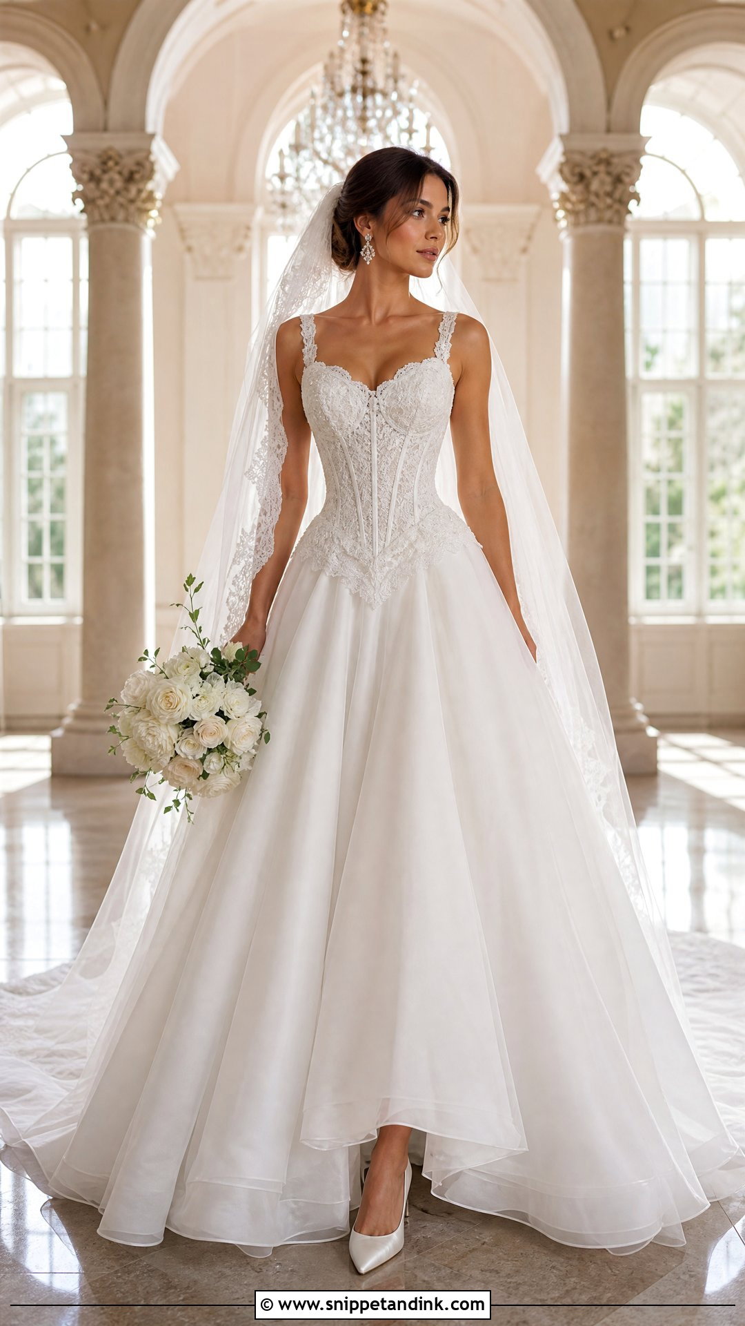 Basque Waist Dantel Wedding Dress - Snippet and Ink - 20 Wedding Dress Dantel Ideas