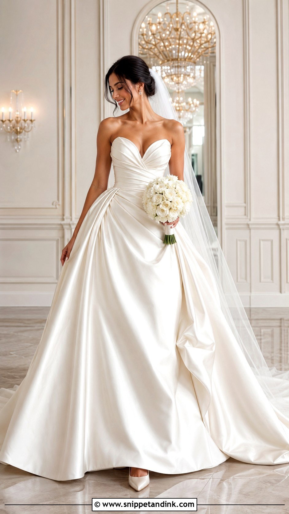 Basque Waist Draped Wedding Dress - Snippet and Ink - 20 Draping Wedding Dress Ideas
