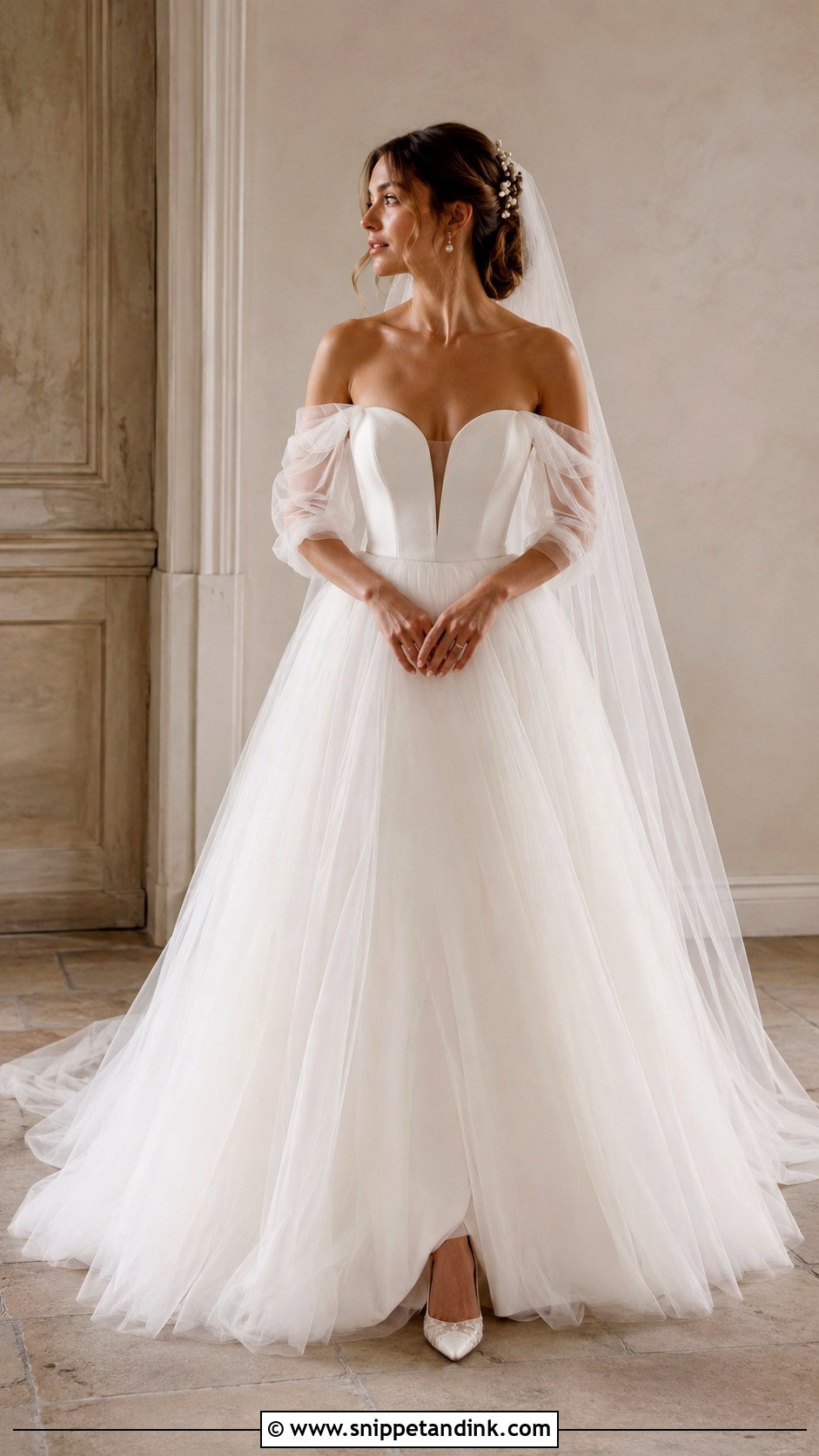 Basque Waist Drop Sleeve Wedding Dress - Snippet and Ink - 25 Basque Wedding Dresses
