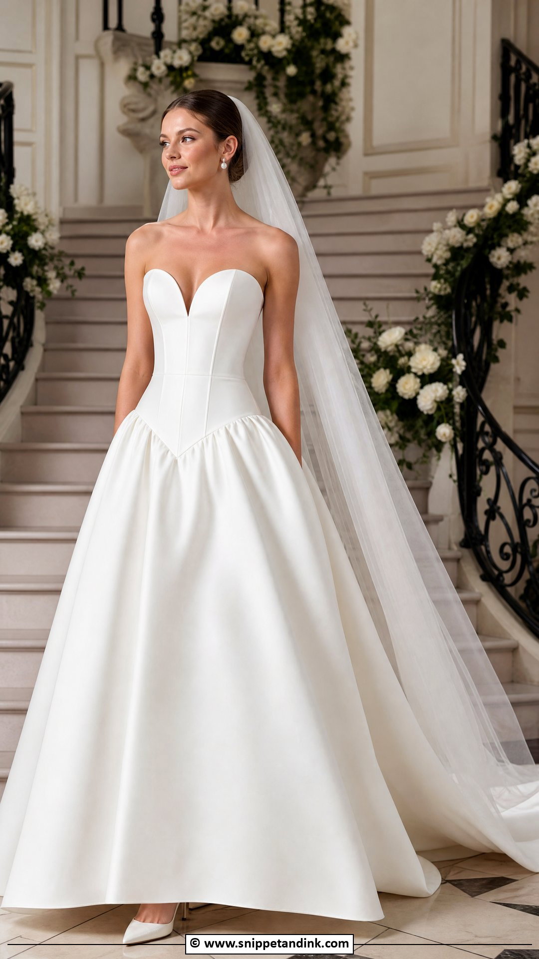 Basque Waist Fit And Flare Wedding Dress - Snippet and Ink - 35 Fit and Flare Wedding Dress Ideas