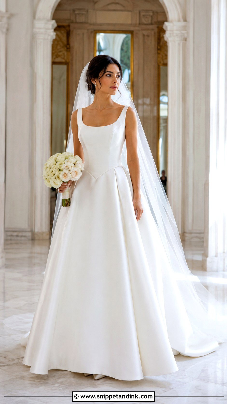 Basque Waist Floor Length Wedding Dress - Snippet and Ink - 20 Floor Length Wedding Dress Ideas