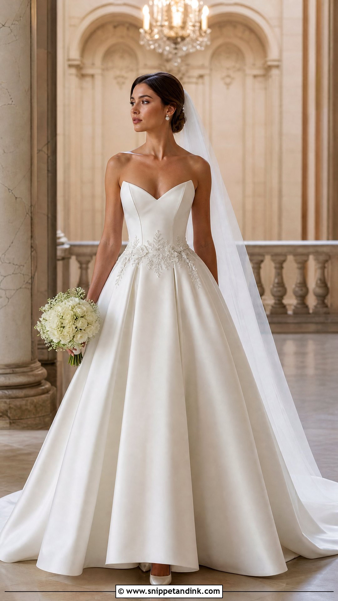 Basque Waist Floral Wedding Dress - Snippet and Ink - 20 Wedding Dresses with Flowers Detail