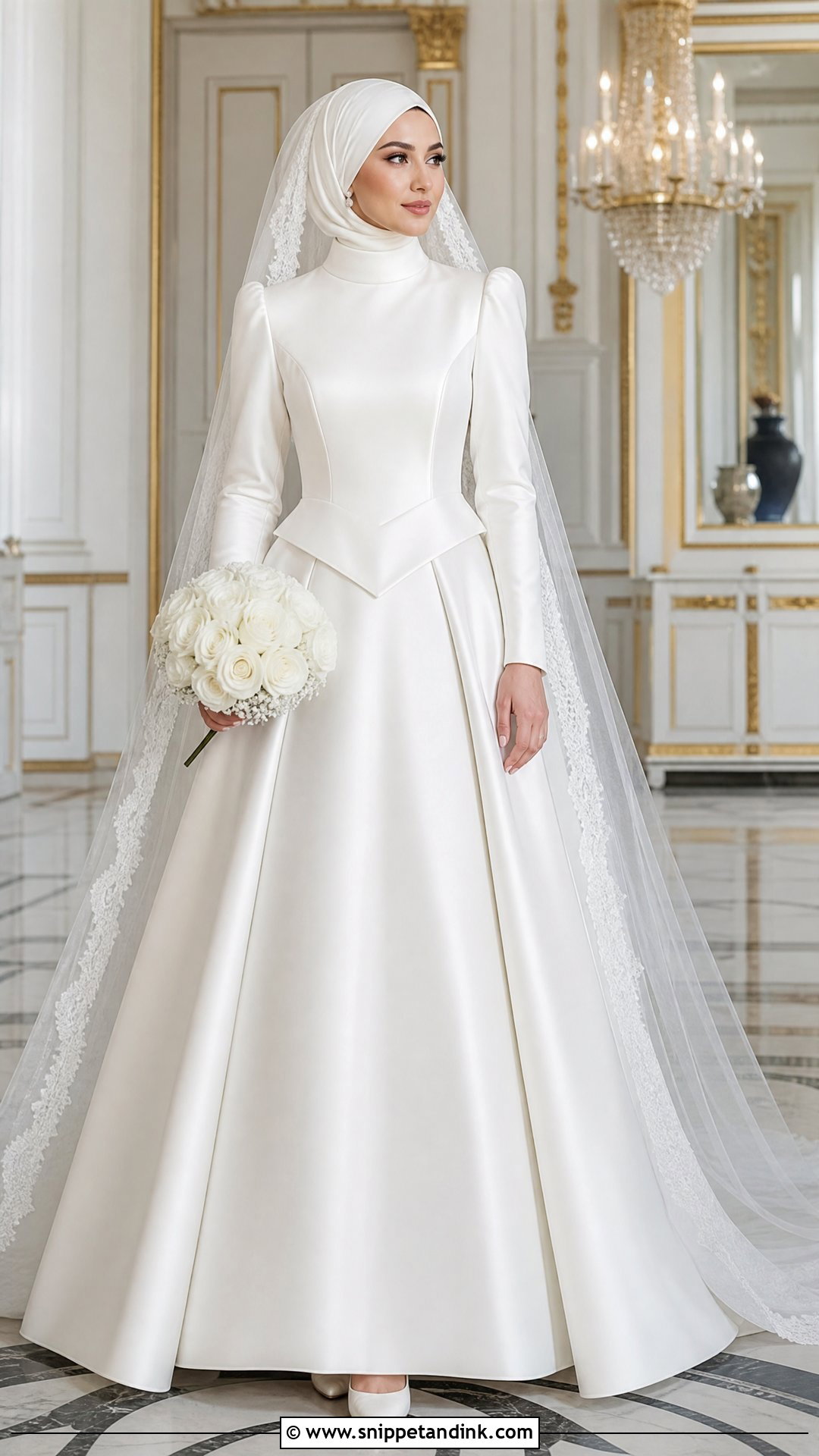 Basque Waist Hijab Wedding Dress - Snippet and Ink - 20 Wedding Dresses for Hijabi Girl