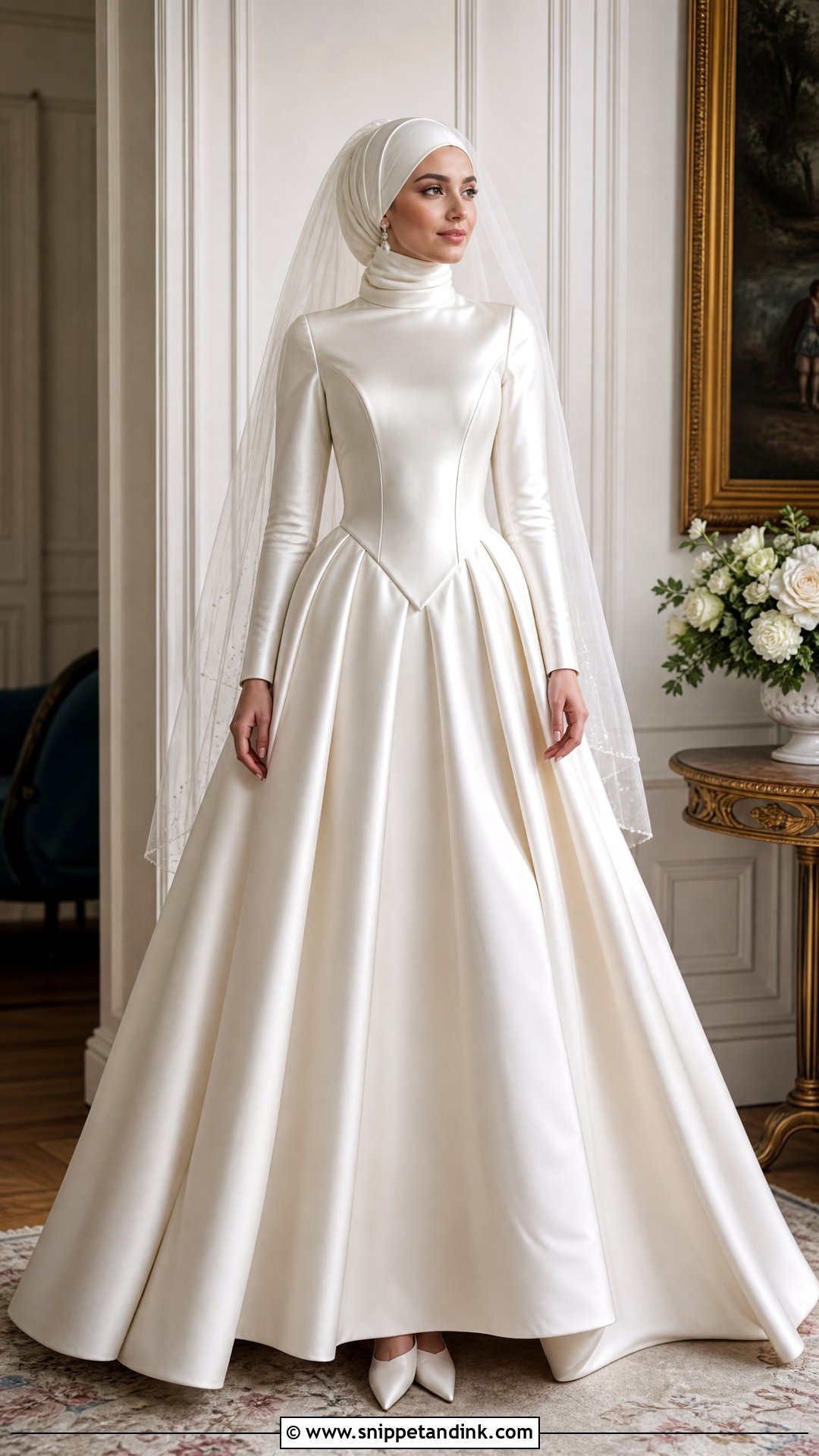 Basque Waist Hijabi Wedding Gown - Snippet and Ink - 20 Hijabi Wedding Dress Gowns