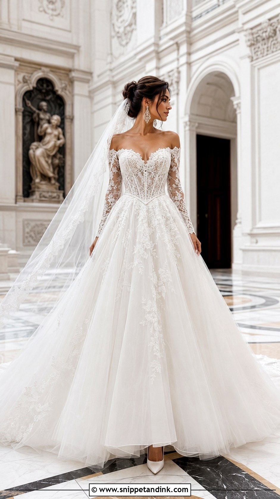 Basque Waist Lace Bodice Wedding Dress - Snippet and Ink - 20 Lace Bodice Wedding Dress Ideas