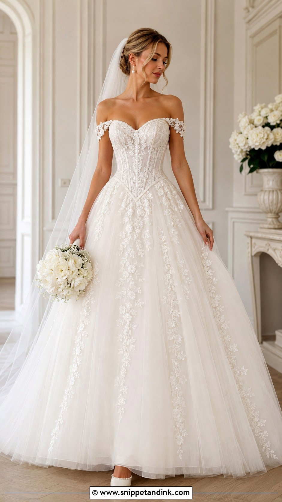 Basque Waist Lace Princess Wedding Dress - Snippet and Ink - 20 Lace Princess Wedding Dresses