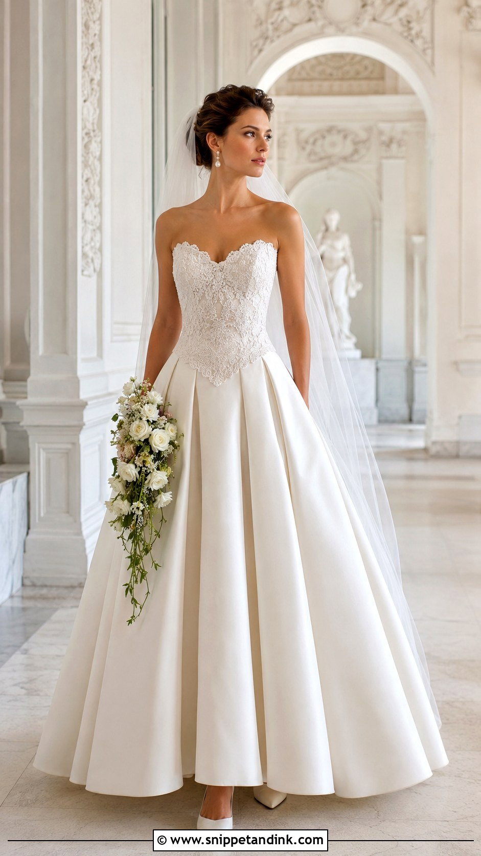 Basque Waist Lace Sweetheart Wedding Dress - Snippet and Ink - 20 Lace Sweetheart Wedding Dress Ideas