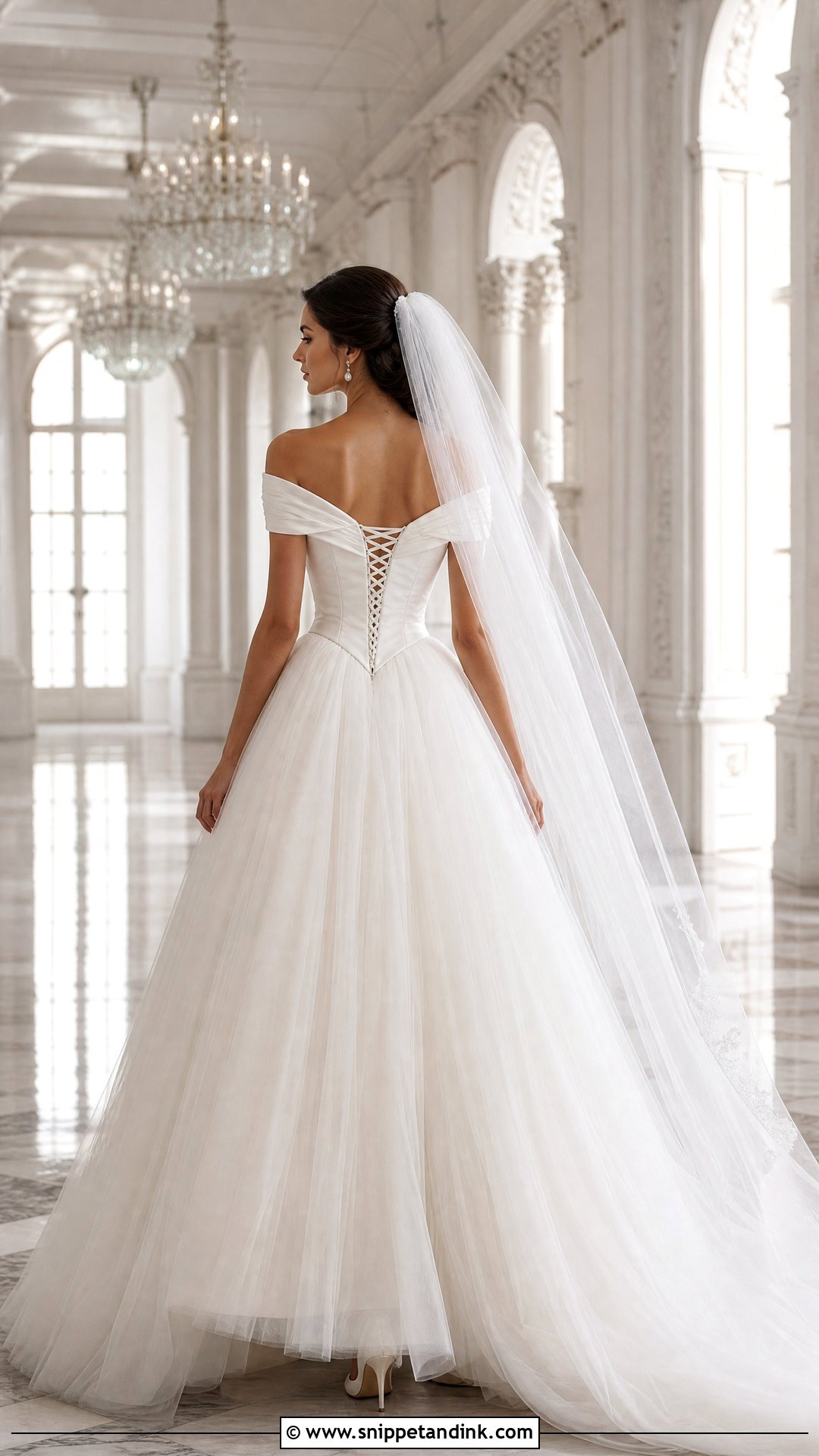 Basque Waist Lace Up Back Wedding Dress - Snippet and Ink - 20 Lace Up Back Wedding Dress Ideas