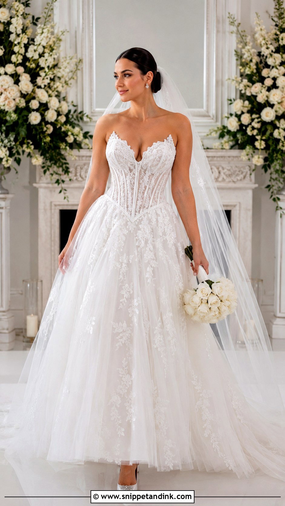 Basque Waist Lace Wedding Dress - Snippet and Ink - 20 Lace Wedding Dress Inspo Ideas
