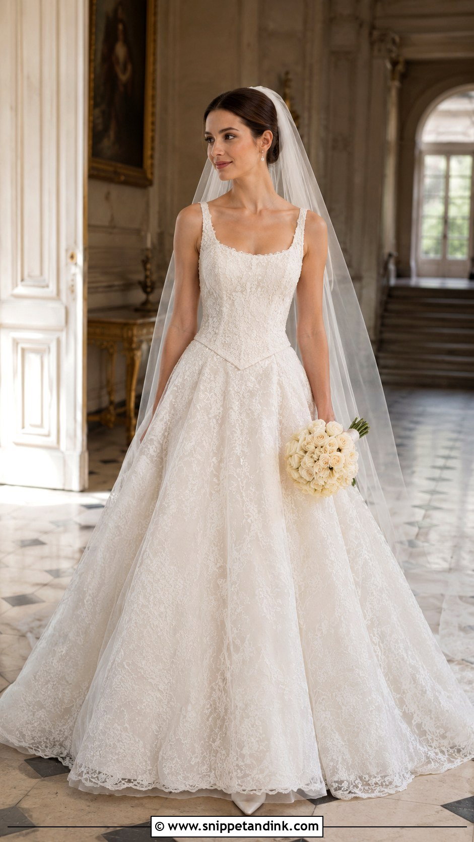 Basque Waist Lace Wedding Dress - Snippet and Ink - 20 Lacey Wedding Dress Ideas