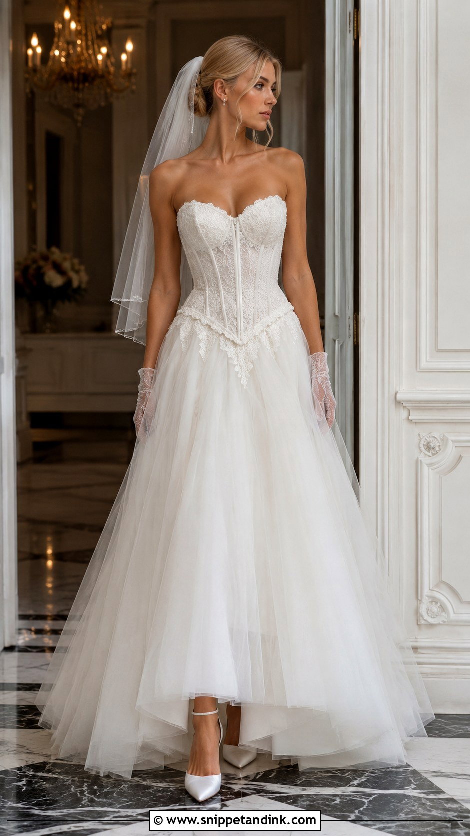 Basque Waist Lace Wedding Dress - Snippet and Ink - 30 Vintage Lace Wedding Dress Ideas