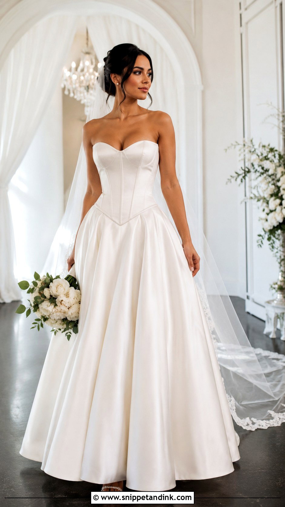 Basque Waist Latina Wedding Dress With Full Skirt - Snippet and Ink - 25 Latina Wedding Dress Ideas