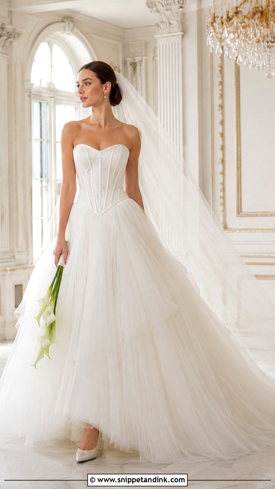 Basque Waist Layered Tulle Wedding Dress - Snippet and Ink - 20 Layered Tulle Wedding Dress Ideas