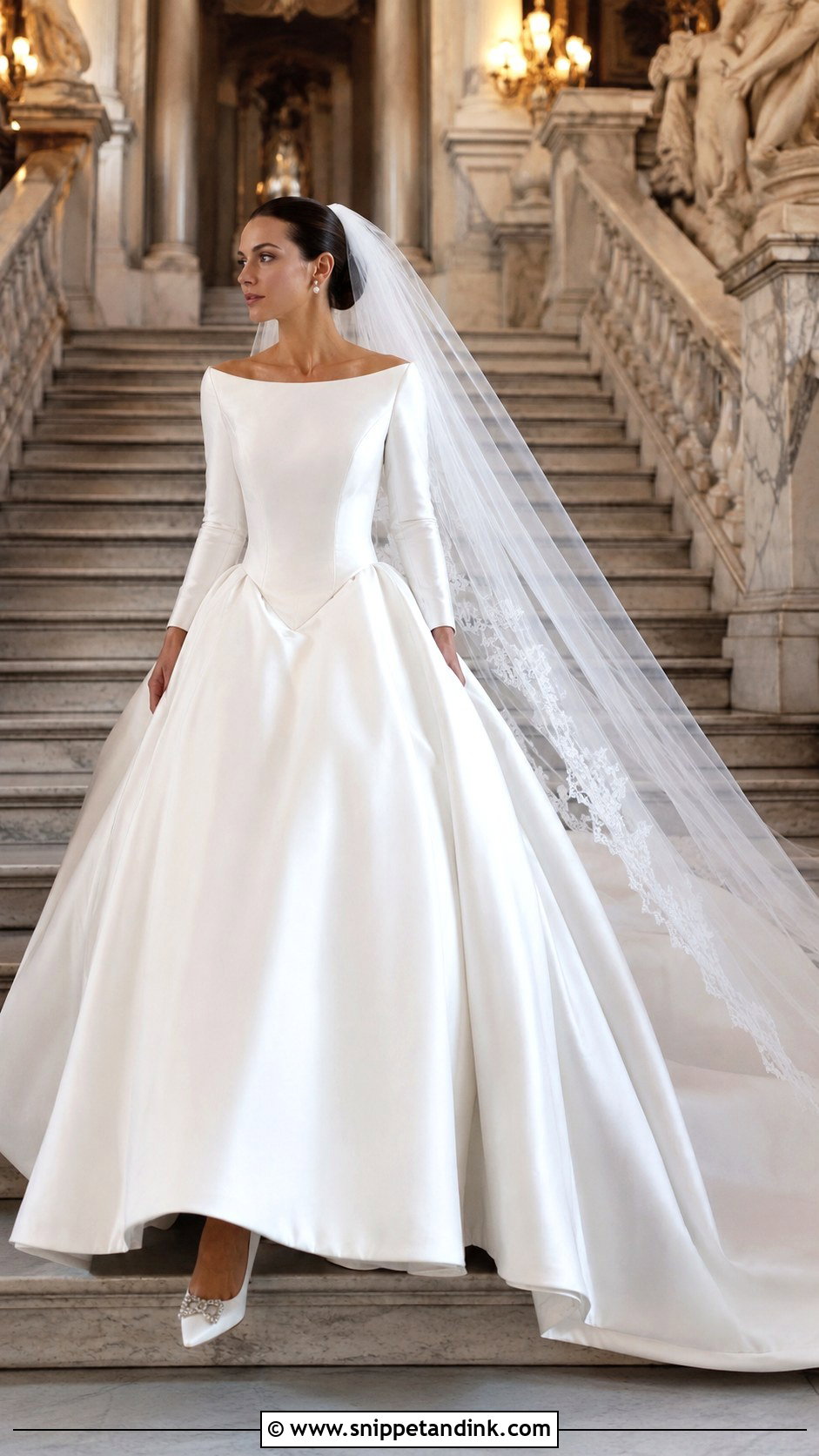Basque Waist Long Sleeve Ball Gown Wedding Dress - Snippet and Ink - 25 Long Sleeve Ball Gown Wedding Dress Ideas