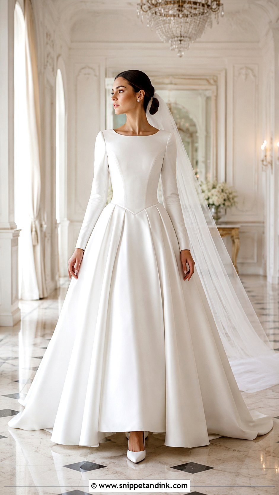 Basque Waist Long Sleeve Bridal Dress - Snippet and Ink - 20 Long Sleeve Bridal Dresses