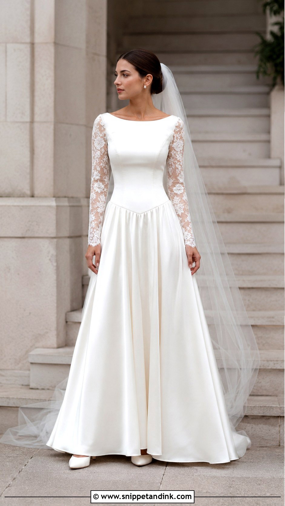 Basque Waist Long Sleeve Wedding Dress - Snippet and Ink - 25 Basque Wedding Dresses