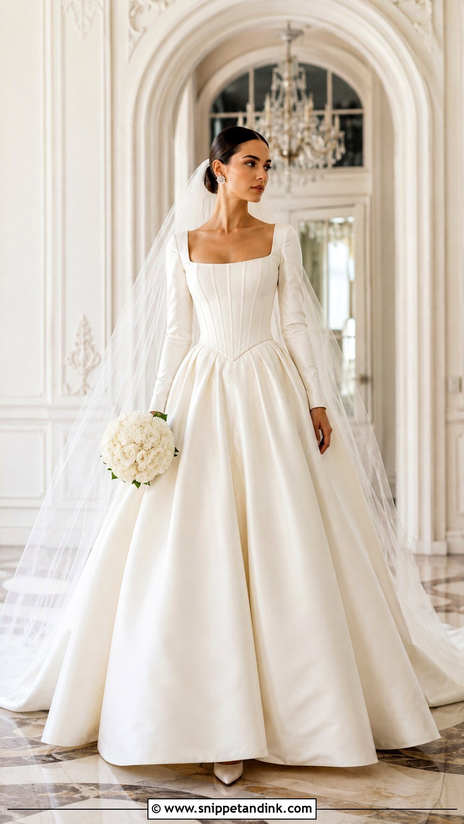 Basque Waist Long Sleeve Wedding Dress - Snippet and Ink - 20 Long Sleeve Wedding Ideas
