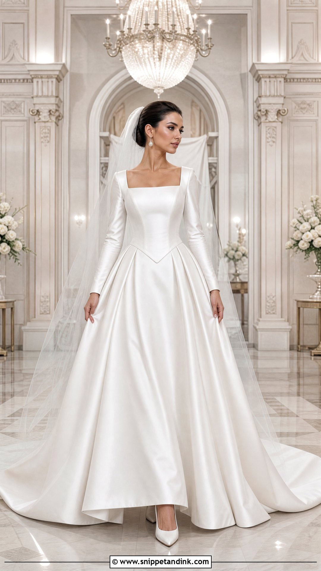 Basque Waist Long Sleeve Wedding Gown - Snippet and Ink - 20 Wedding Gown Long Sleeve Ideas
