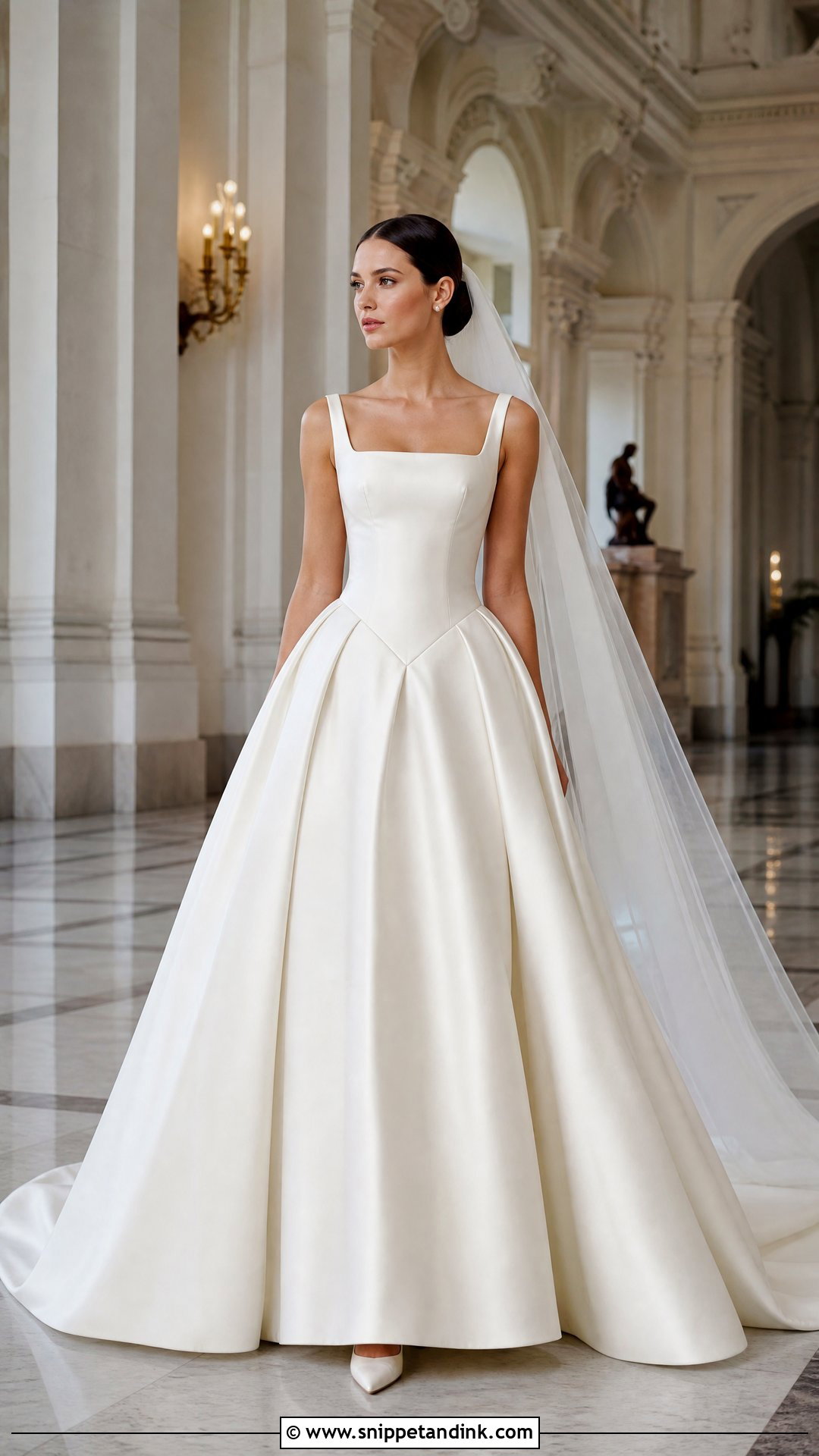 Basque Waist Long Wedding Dress - Snippet and Ink - 25 Long Wedding Dress Ideas