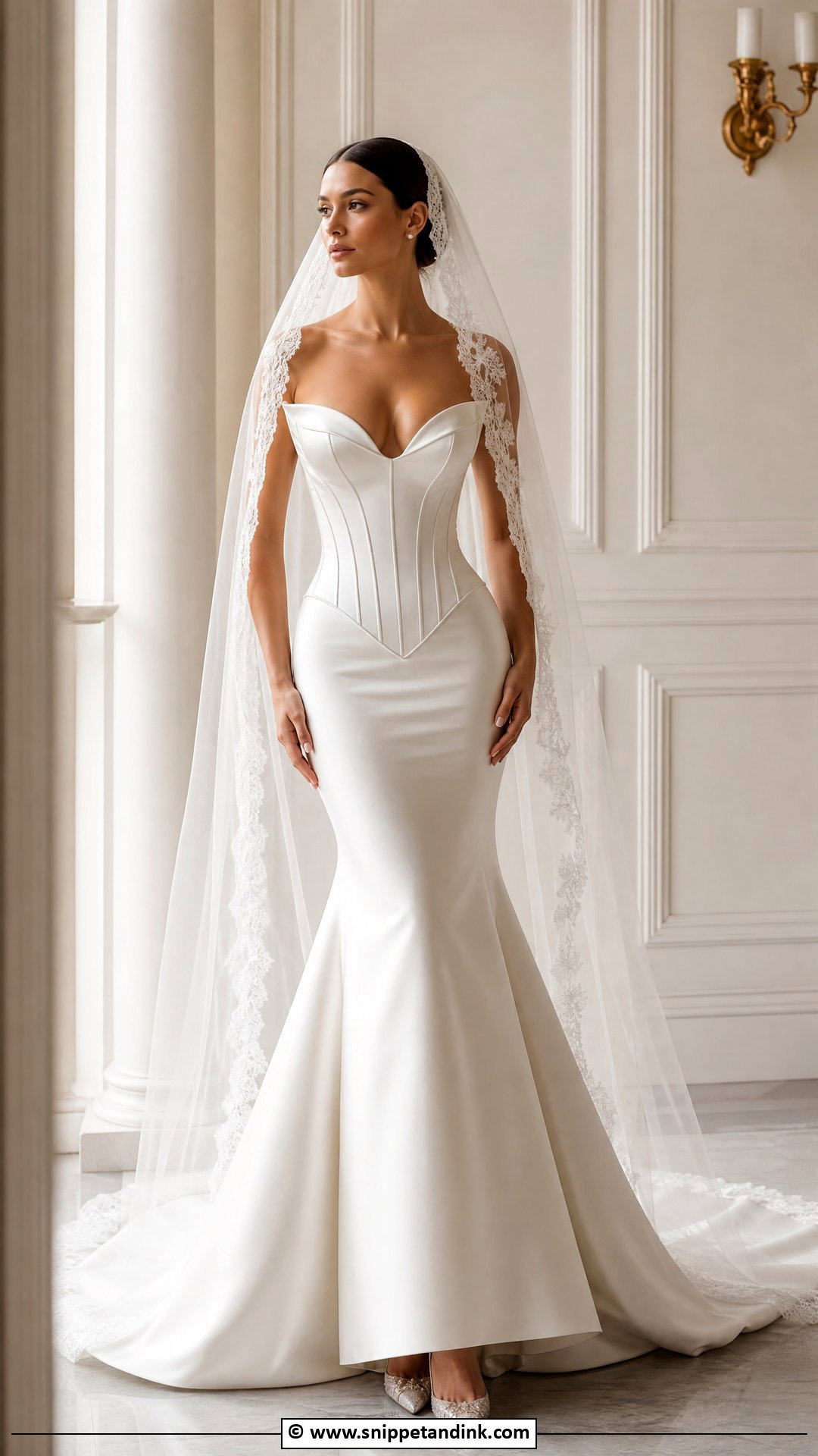 Basque Waist Mermaid Wedding Dress - Snippet and Ink - 35 Mermaid Wedding Dress Ideas