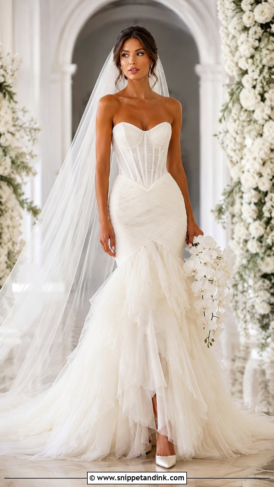 Basque Waist Mermaid Wedding Dress With Ruffles - Snippet and Ink - 20 Mermaid Wedding Dress with Ruffles Ideas