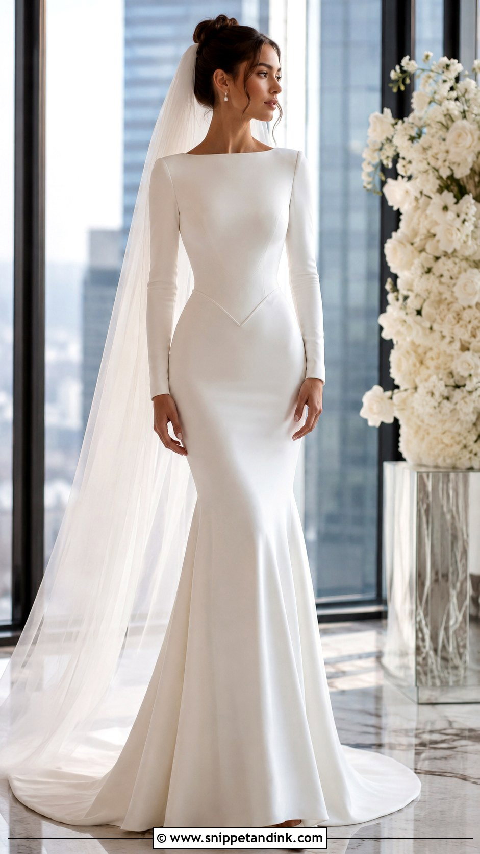 Basque Waist Mermaid Wedding Dress With Sleeves - Snippet and Ink - 25 Basque Waist Wedding Dress with Sleeves
