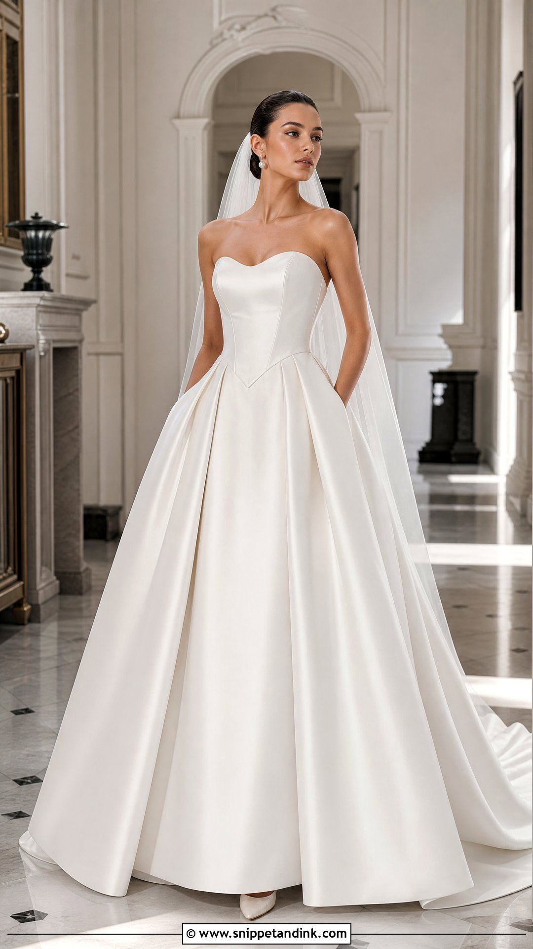 Basque Waist Mikado Wedding Dress - Snippet and Ink - 20 No Lace Wedding Dresses