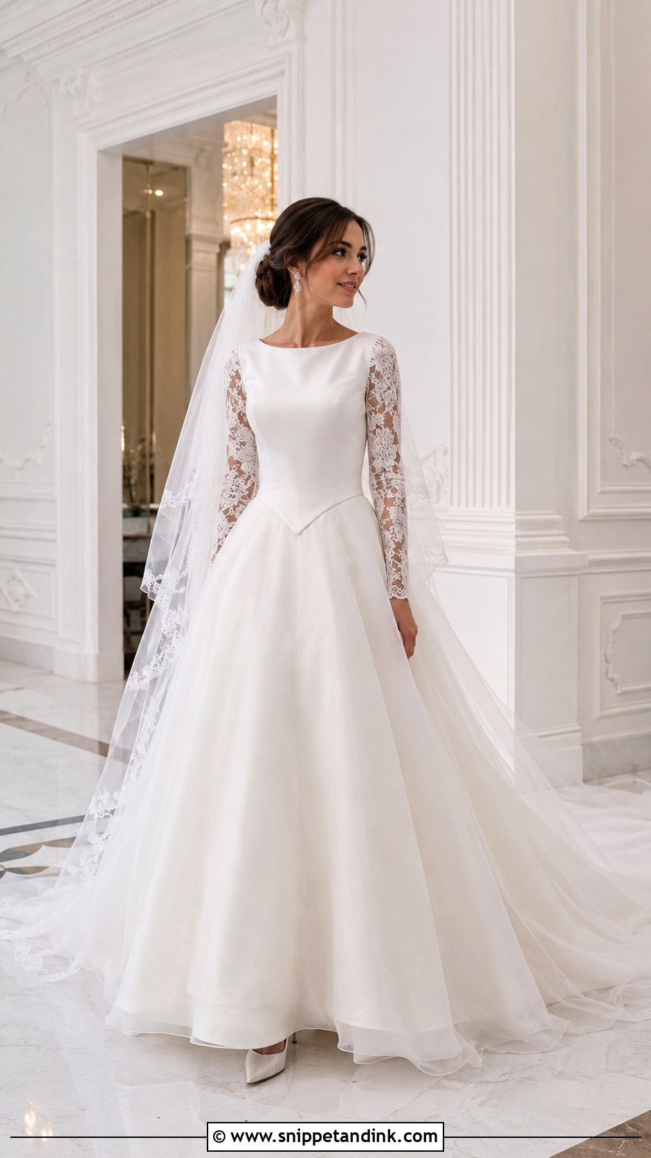 Basque Waist Modest Ball Gown Wedding Dress - Snippet and Ink - 20 Modest Wedding Dresses Ball Gown