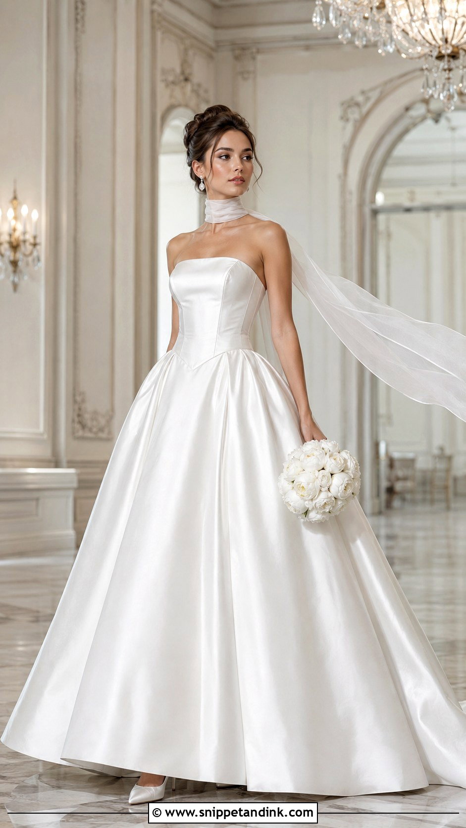 Basque Waist Neck Scarf Wedding Dress - Snippet and Ink - 20 Neck Scarf Wedding Dresses