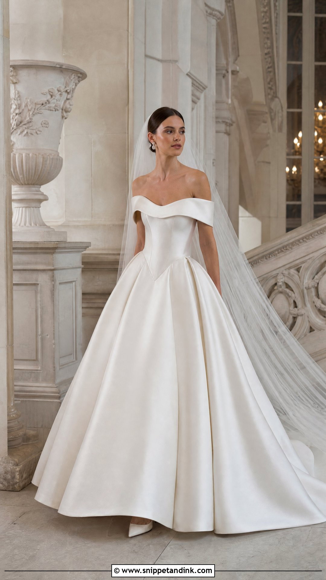 Basque Waist Off the Shoulder Ball Gown Wedding Dress - Snippet and Ink - 20 Off the Shoulder Ball Gown Wedding Dress Ideas
