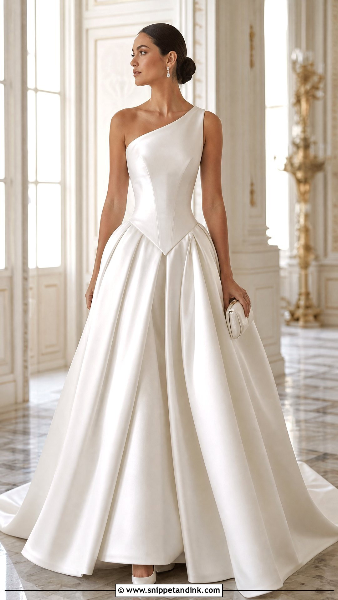 Basque Waist One Shoulder Wedding Dress - Snippet and Ink - 20 One Shoulder Wedding Dresses