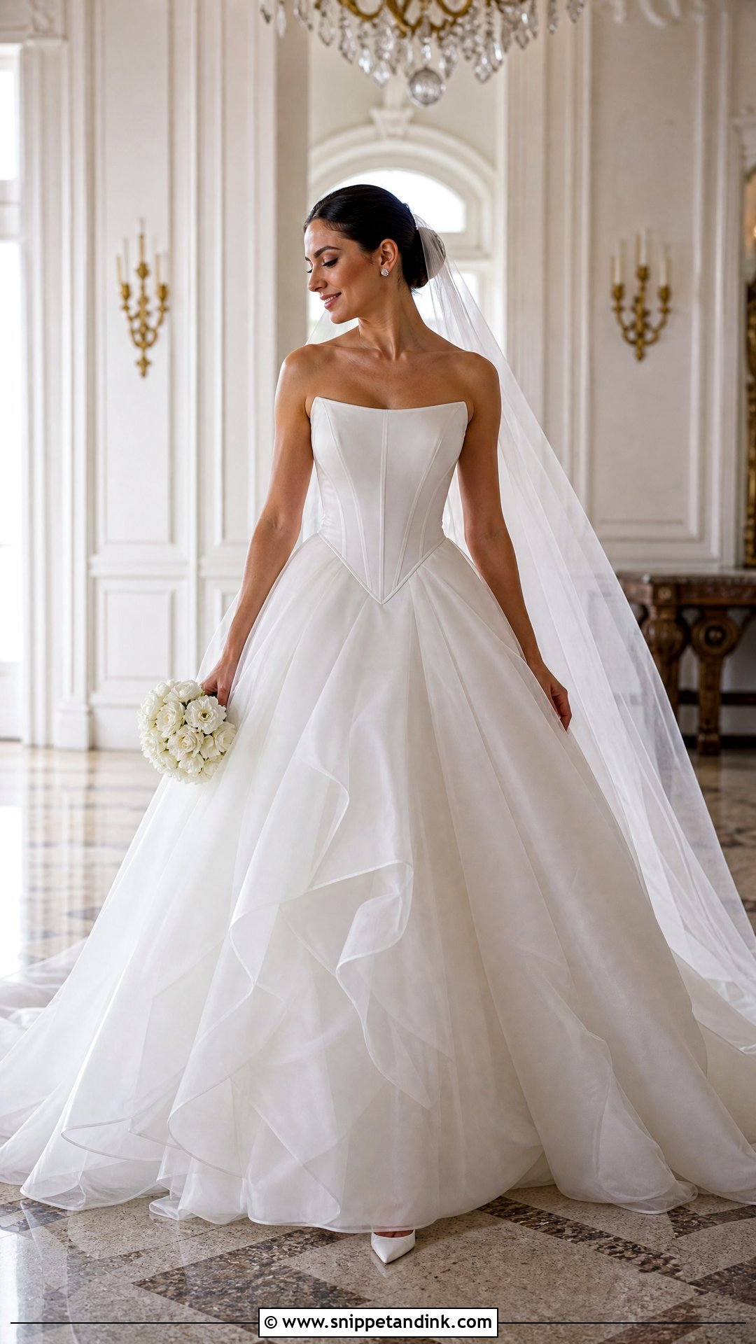 Basque Waist Organza Ball Gown - Snippet and Ink - 20 Organza Wedding Gown Ideas
