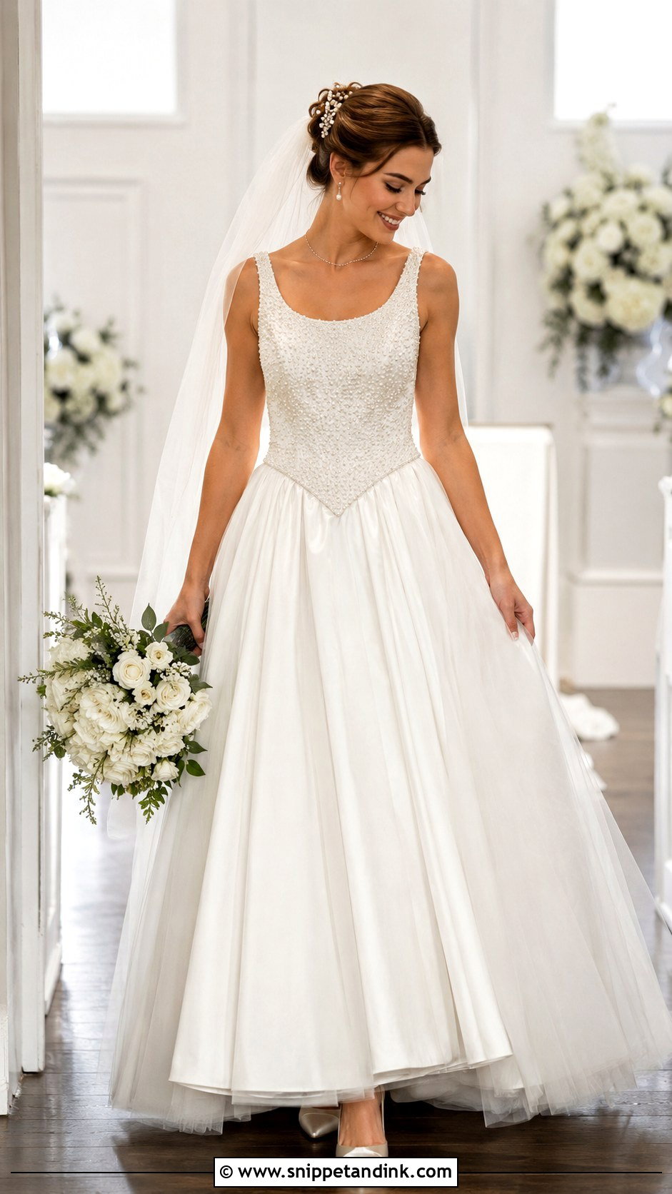 Basque Waist Pearl Wedding Dress - Snippet and Ink - 25 Basque Wedding Dresses
