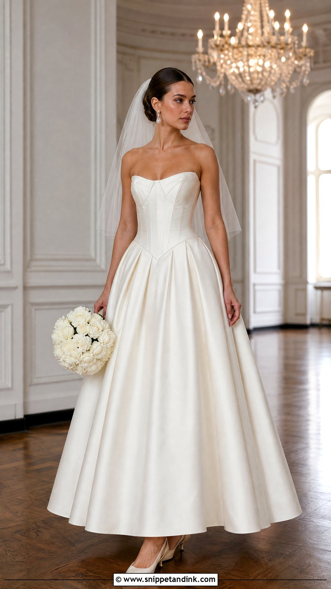 Basque Waist Pleated Wedding Gown - Snippet and Ink - 20 Pleated Wedding Gown Ideas