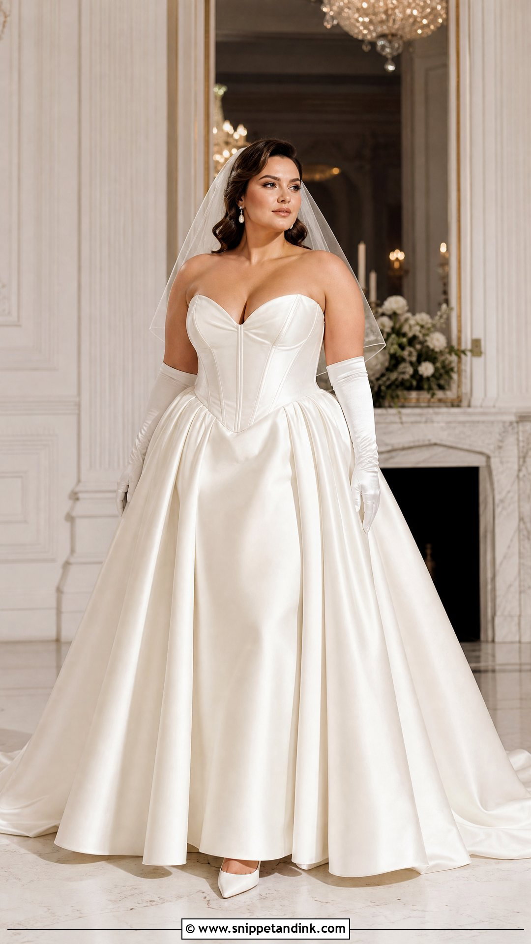 Basque Waist Plus Size Wedding Dress - Snippet and Ink - 20 Vintage Plus Size Wedding Dresses