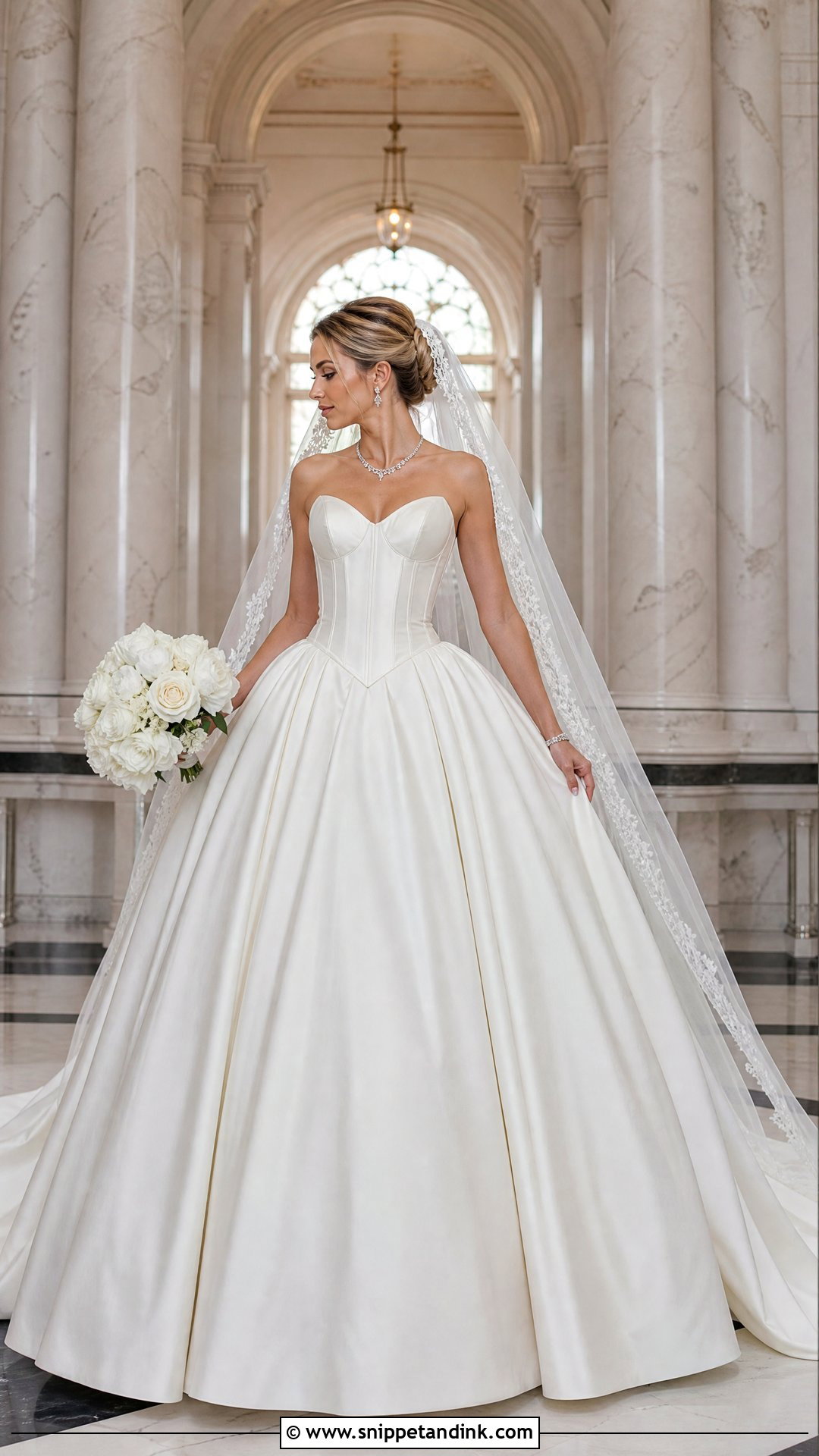 Basque Waist Poofy Princess Wedding Dress - Snippet and Ink - 20 Poofy Wedding Dress Princesses Ideas