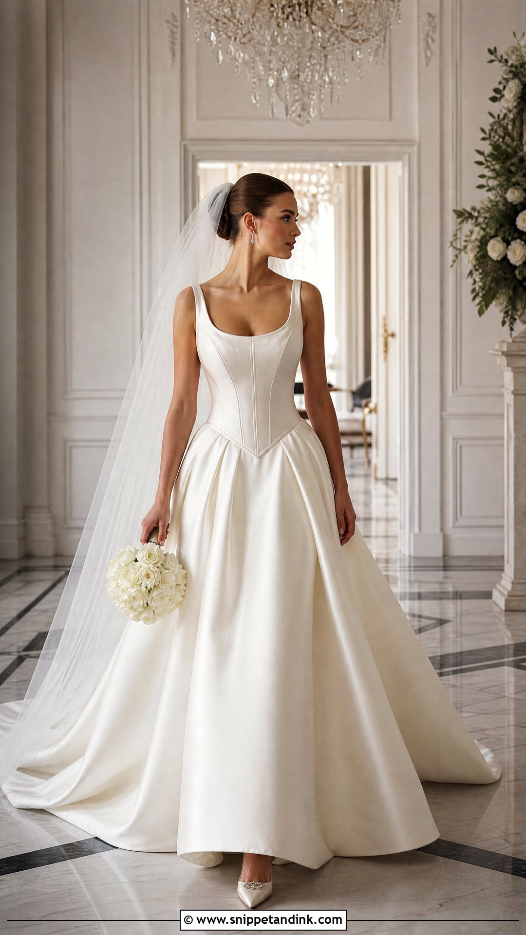 Basque Waist Princess Cut Wedding Dress - Snippet and Ink - 20 Princess Cut Wedding Dress Ideas