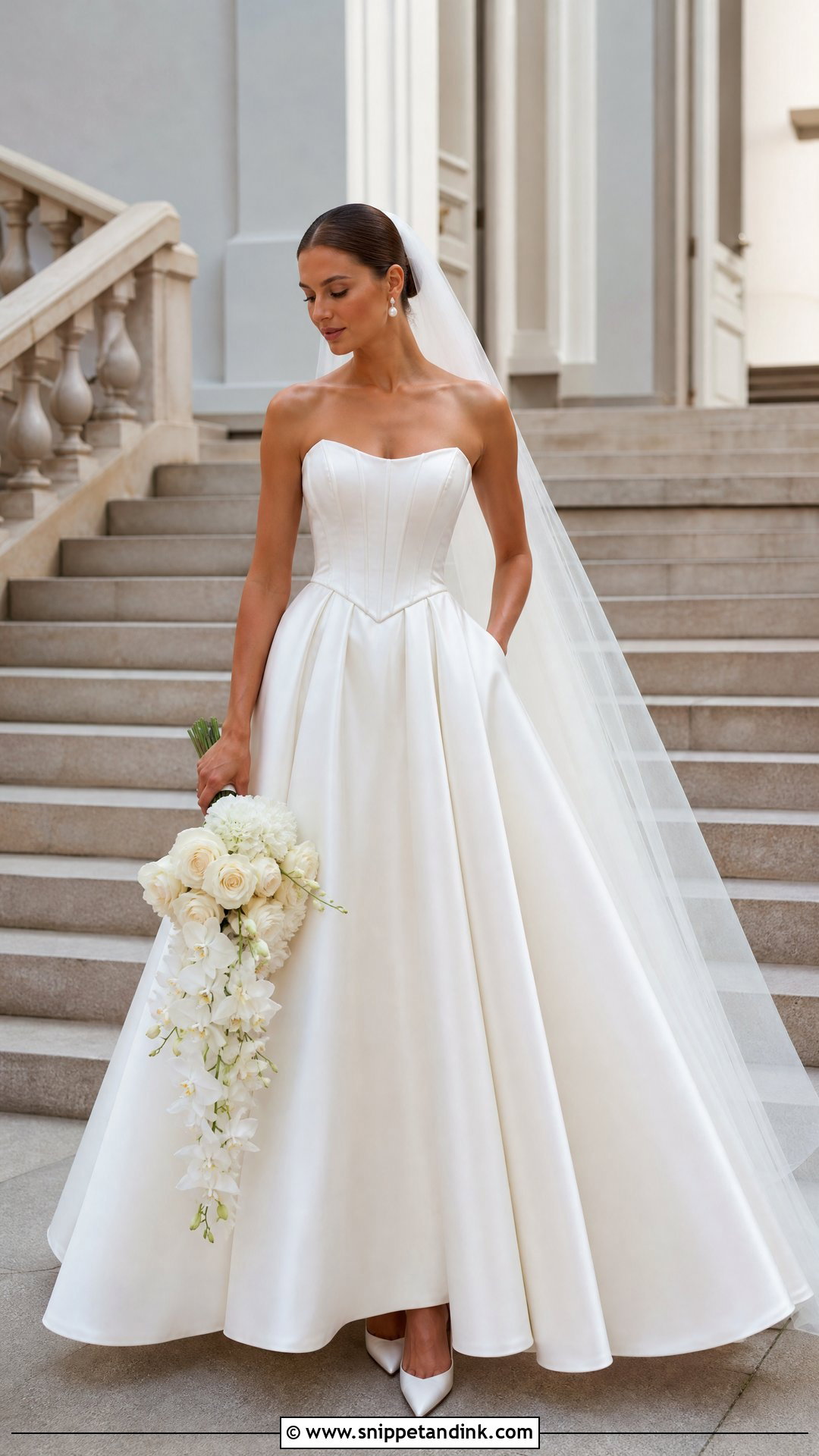 Basque Waist Princess Satin Wedding Dress - Snippet and Ink - 20 Princess Satin Wedding Dresses