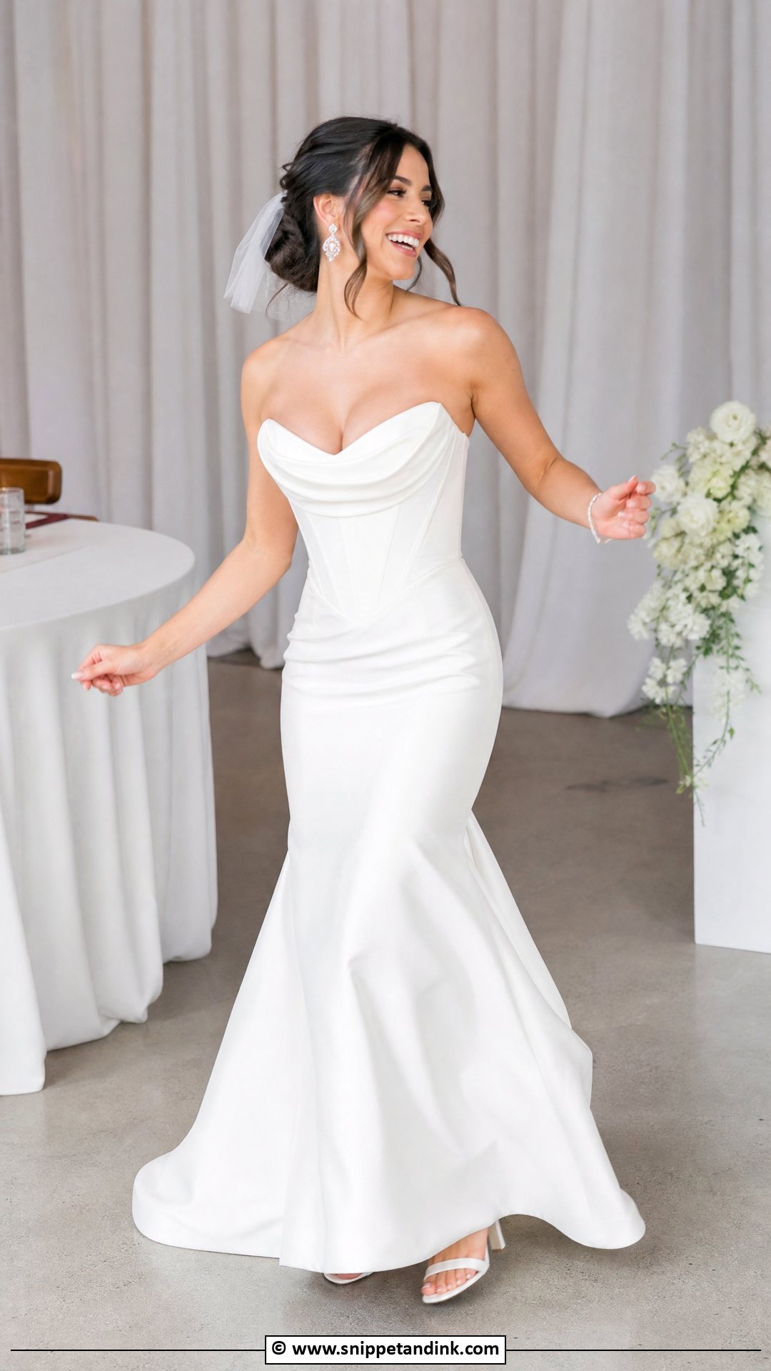 Basque Waist Reception Wedding Dress - Snippet and Ink - 35 Basque Waist Wedding Dress Ideas