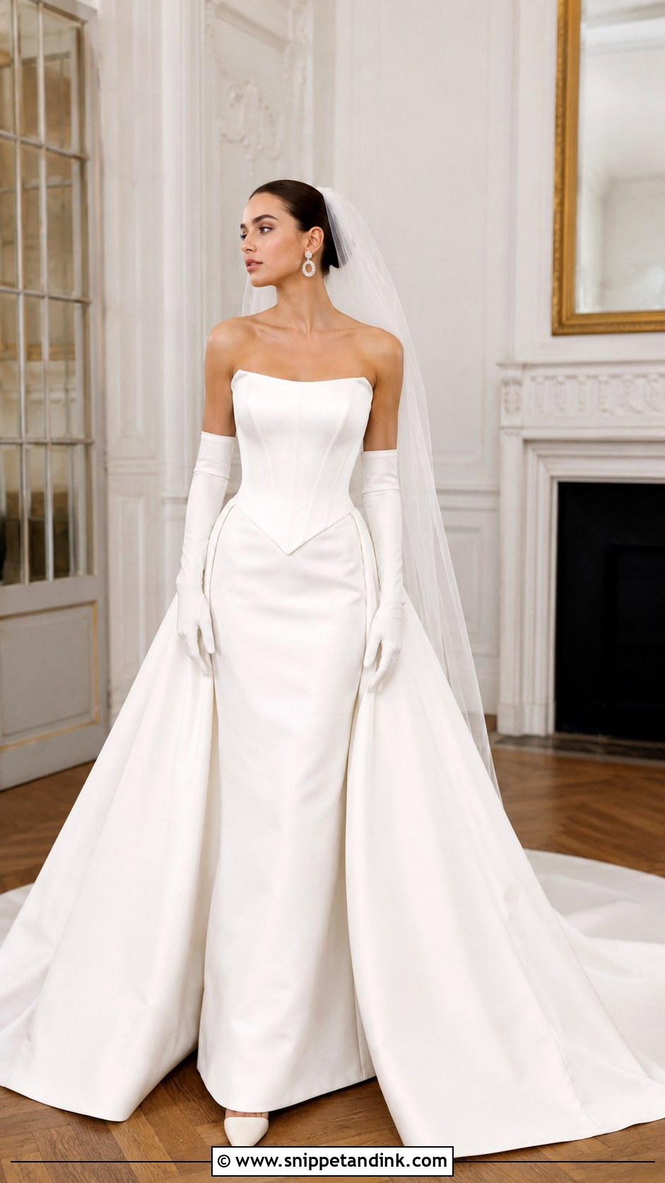 Basque Waist Removable Train Wedding Dress - Snippet and Ink - 20 Removable Train Wedding Dress Ideas
