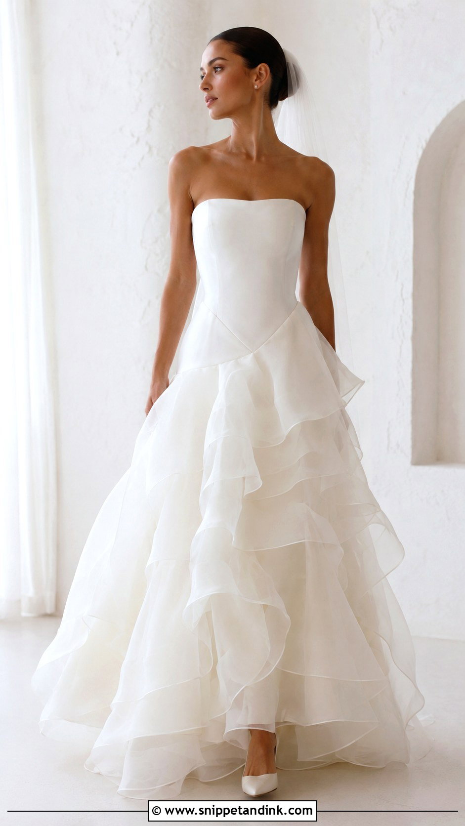 Basque Waist Ruffle Wedding Dress - Snippet and Ink - 25 Basque Wedding Dresses